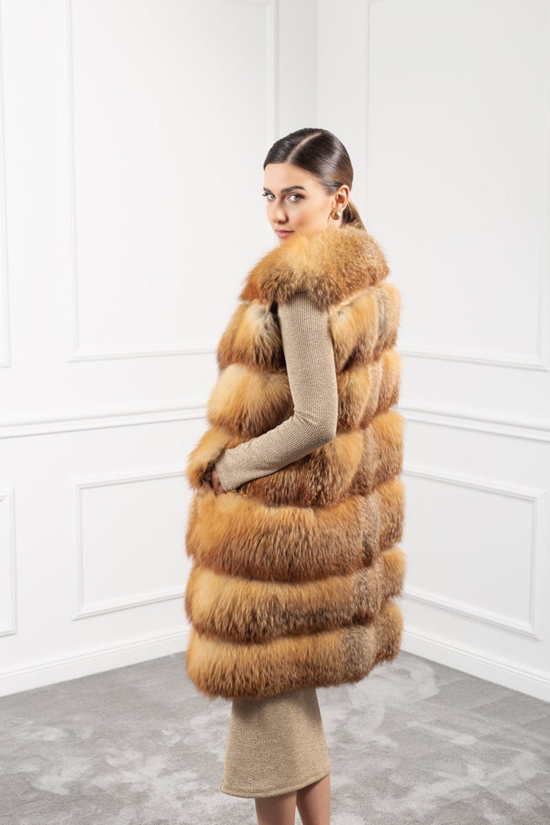 Canadian Red Fox Fur Collarless Vest - Etsy