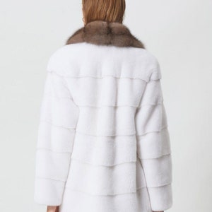 White Mink Fur Short Jacket With Sable Collar - Etsy