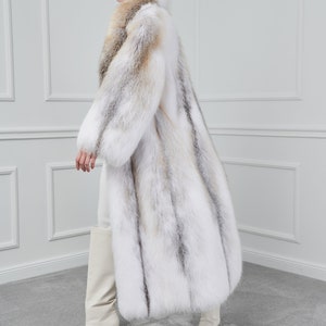 Arctic Gold Fox Fur Long Coat With Rever Collar Made of 100% Real Fur ...