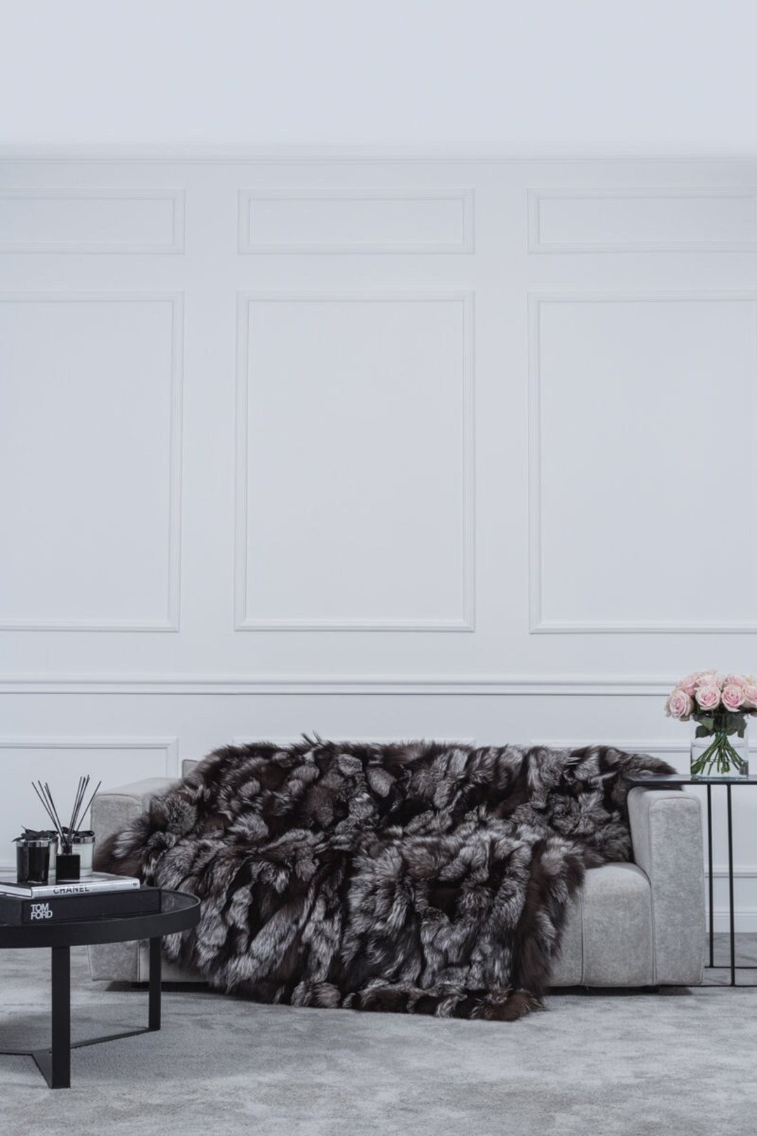 Premium Fur-Style Throw Silver Birch