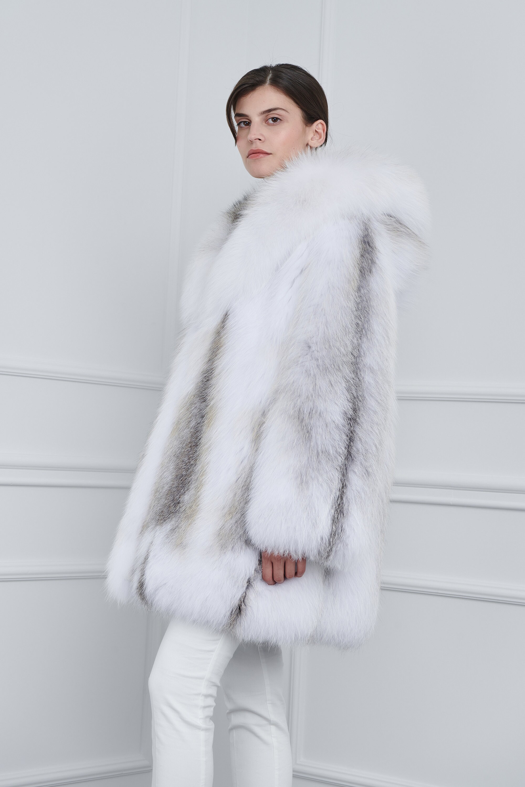 Arctic Gold Fox Fur Jacket With Hood Made of 100% Real Fur. Real Fur ...