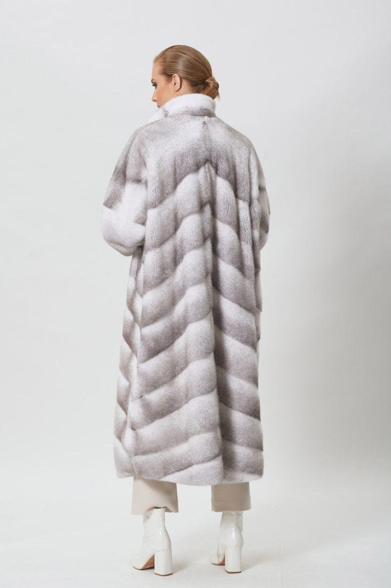 シルバーブルークロスミンクファーシェブロンカットコート - Etsy 日本