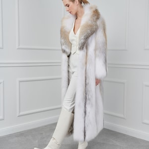 Arctic Gold Fox Fur Long Coat With Rever Collar Made of 100% - Etsy