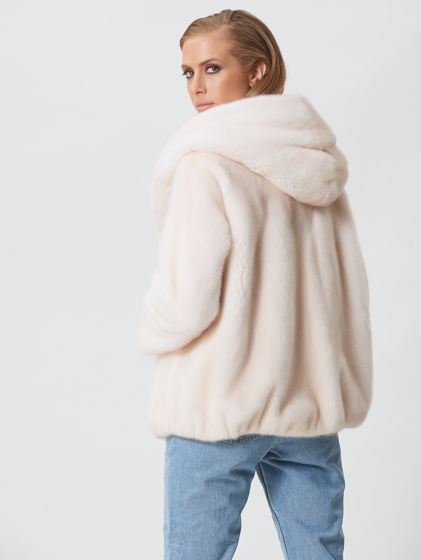 【関送込み】Women's Pearl-Buttoned Fur Short Jacket/N230016 Short Jacket Pearl Mink Fur With Hood - Etsy