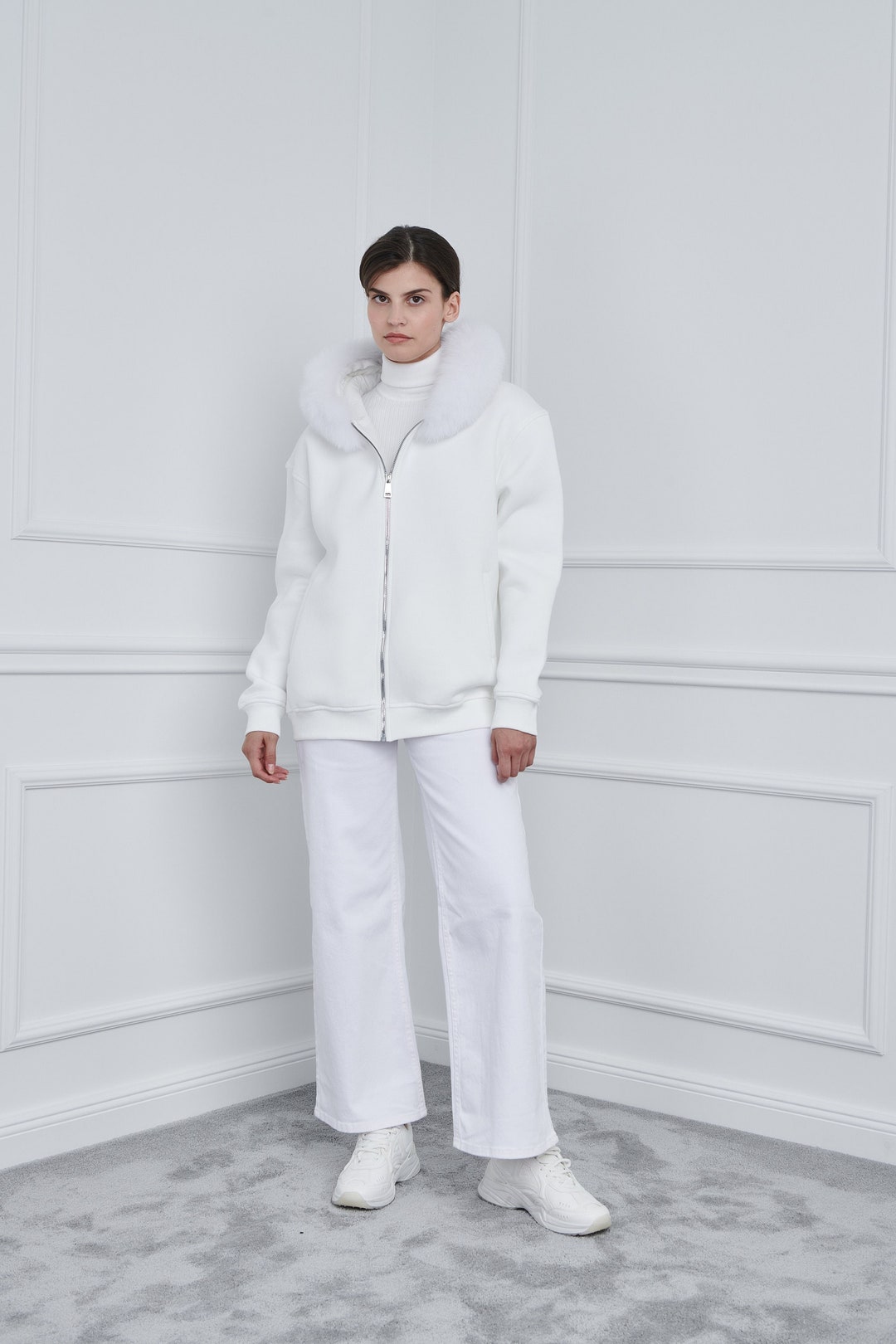 White Zip-up Sweatshirt With Fox Fur, Fluffy and Warm, Fox Fur Hoodie, Made of 100% Real Fur, Hoodie for Women, Fuchs - Etsy White Zip-up Sweatshirt With Fox Fur, Fluffy and Warm, Fox Fur Hoodie, Made of 100% Real Fur, Hoodie for Women, Fuchs - Etsy