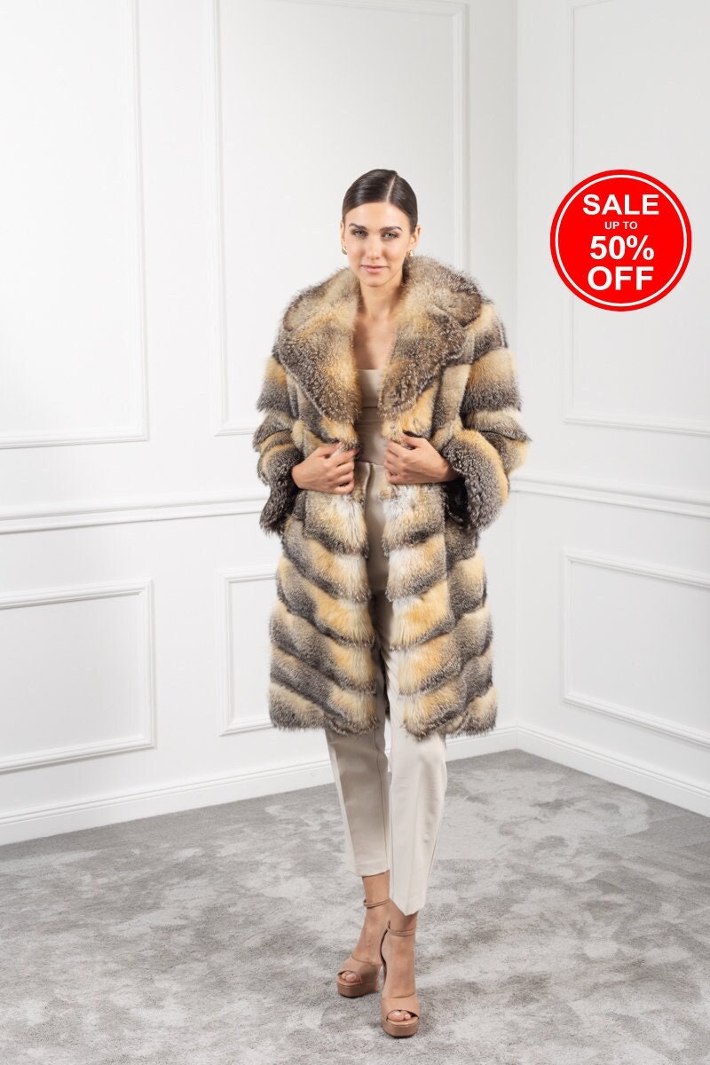 Round Neck Fur Coat - Gray main image 0