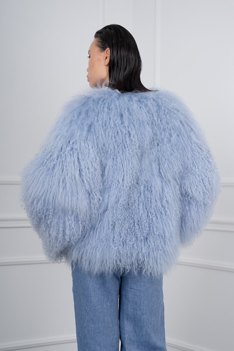 ムートン・ファーコート Plain Collarless Lamb Fur Jacket Plain Collarless Lamb Fur Jacket | ModeSens