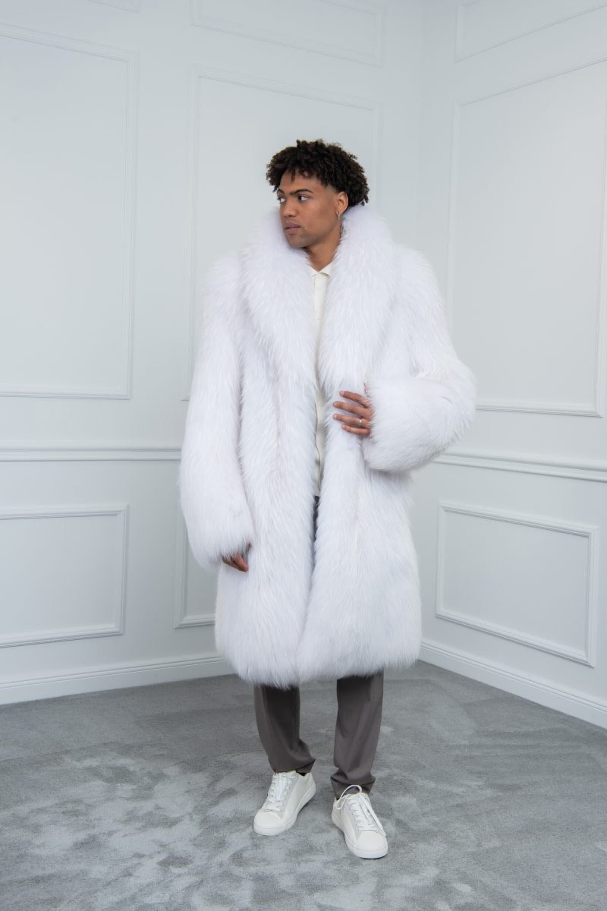 White snow leopard hot sale faux fur coat
