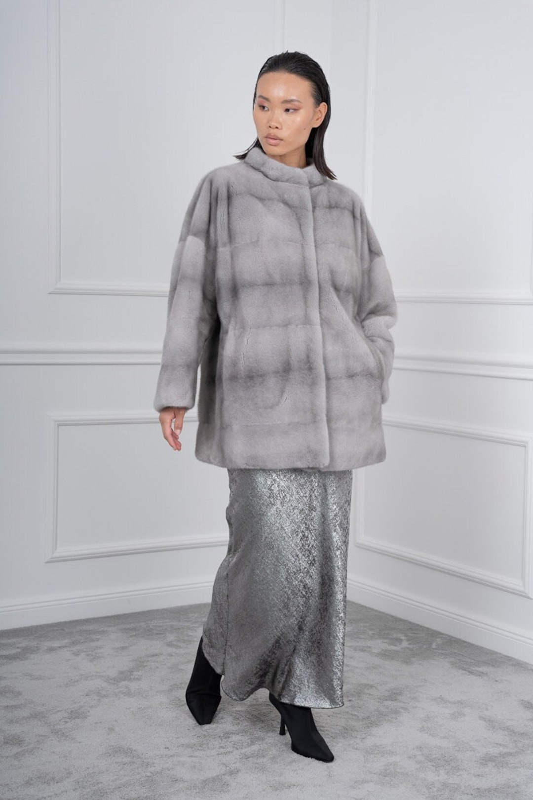 Sapphire Mink Fur Jacket With Stand Collar - Etsy