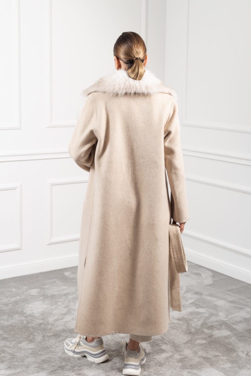 Ivory Cashmere and Wool Coat With Fox Notched Collar - Etsy