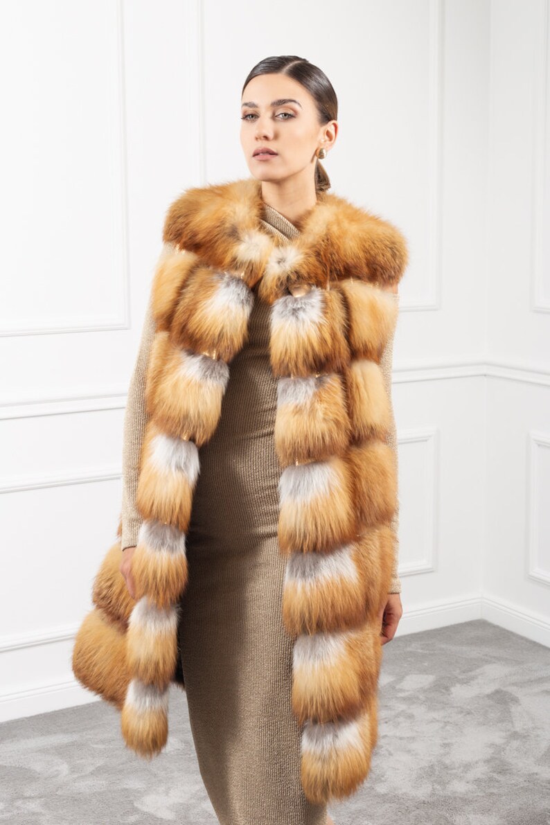 Canadian Red Fox Fur Collarless Vest - Etsy