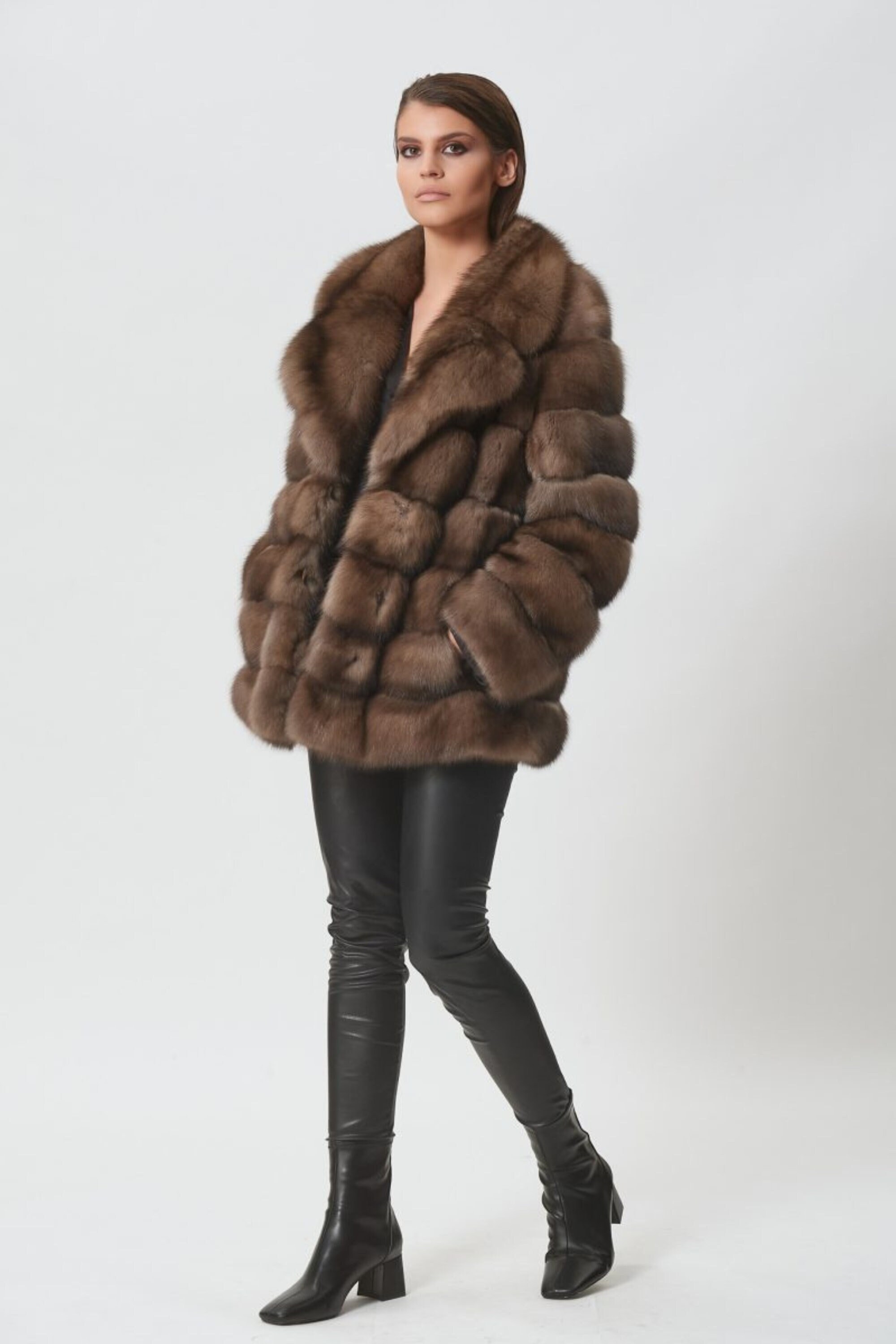 Platinum Sable Fur Jacket: Short Horizontal Cut Real Fur Coat - Etsy