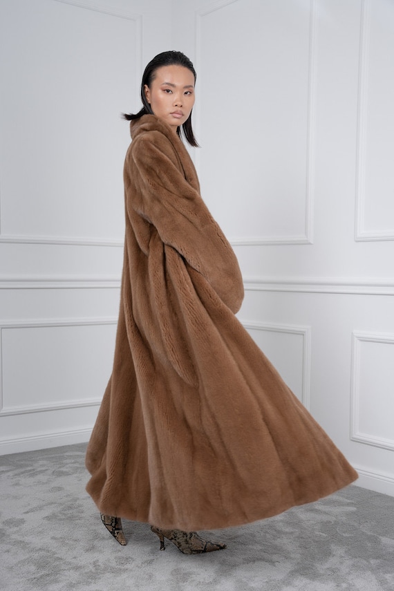 Caramel Mink Fur Coat With Shawl Collar - Etsy