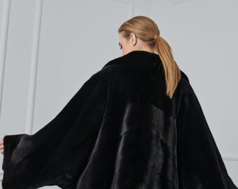ブラックミンクファーシェブロンケープ - コペンハーゲンファー - Etsy