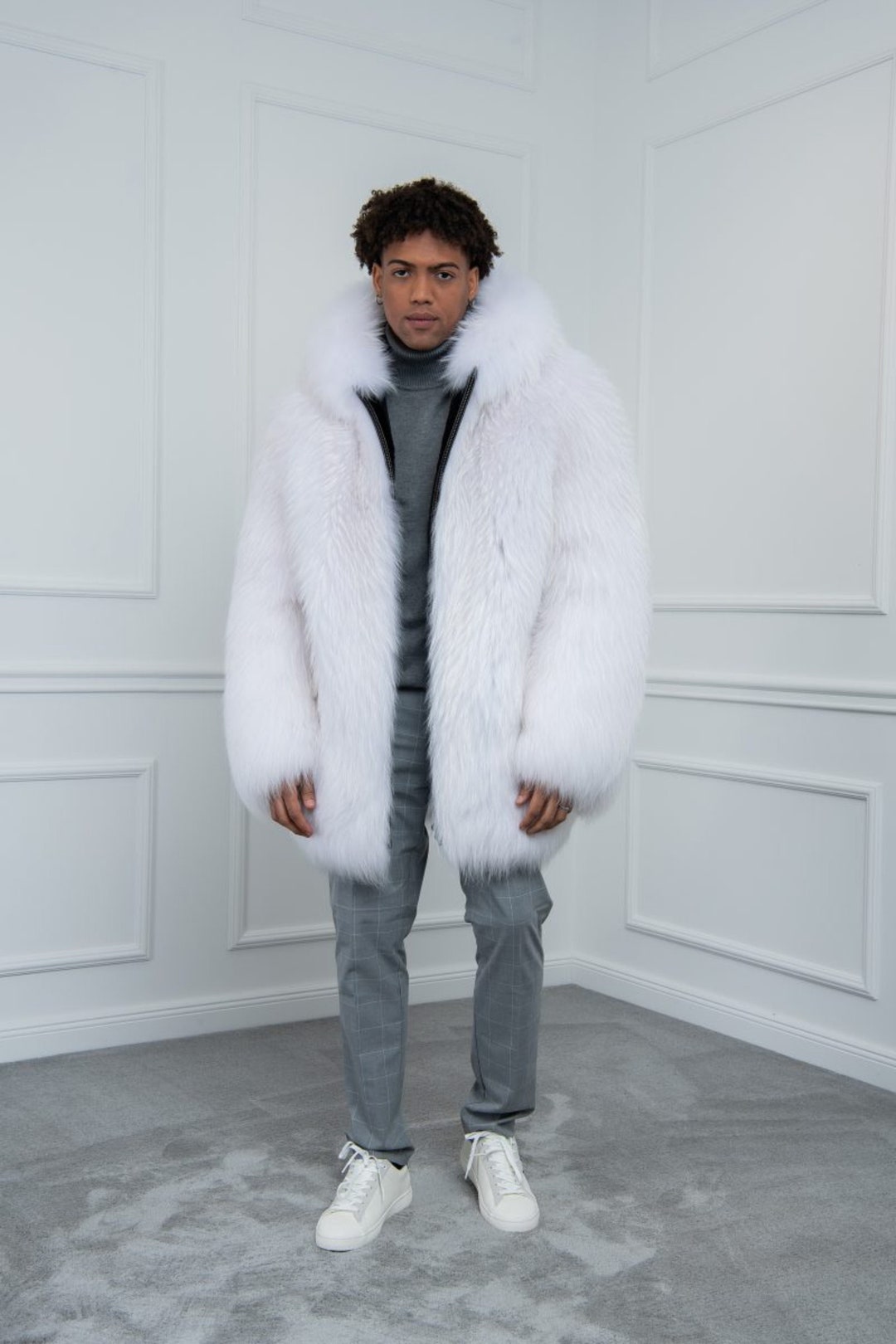 Stunning Mens White Fur Coat Pictures