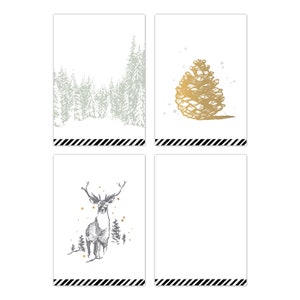 3er Set Mini Karten Winter mit verschiedenen Motiven, Geschenkkarten, Weihnachten, Kraftpapier