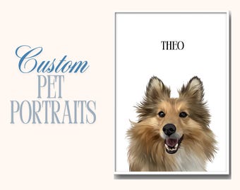 Pet Portrait From Photo Pet Portrait, Custom Pet Portrait Custom, Dog Portrait, Cat Portrait, Animal Portrait, Custom Dog Portrait