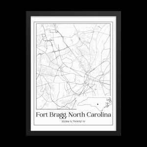 Fort Bragg, NC Poster | Military Base Poster | PCS Gift | Army Soldier Gift | Map Poster | Army Spouse Home Decor | Military Home Decor