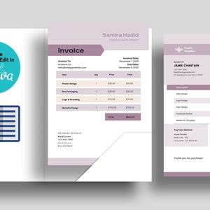 Minimalist Invoice Template | Instant Download | Editable Invoice | Printable Invoice | Receipt | Digital Invoice| Order Form Invoice