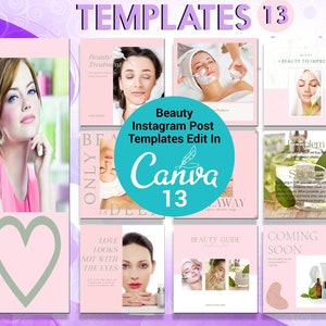 Beauty Instagram Templates |Instagram Posts |Canva Template |For Beauty Blog Business Instagram Templates |Skincare Instagram