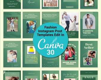 30 modelli di Instagram di moda, bundle di social media di moda, modello di social media per storie e post di Instagram di moda e stile