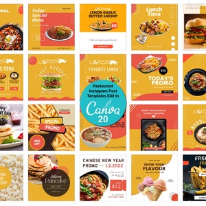 Instagram stories and posts - Food blogger Instagram templates for Canva - Foodie Canva Template Bundle for Instagram