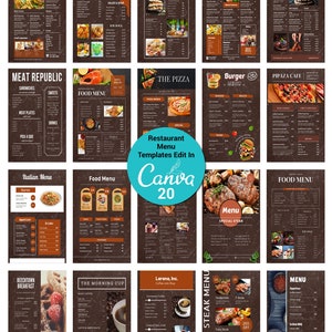 Plantilla de menú de restaurante simple - Plantilla de volante de menú de comida - Plantilla de menú de cócteles - Menú de bar DIY