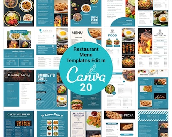 Modern Restaurant Menu Template | Printable Restaurant Menu Template | Canva Food Menu Template | Instant download