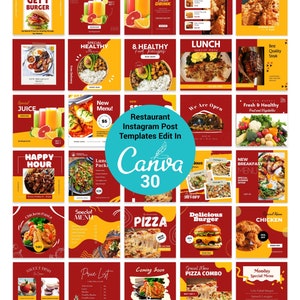 Food Instagram Post Template/ Restaurant Social Media Post/ Customizable Food Tamplate/ Social Media Template/ Canva Template