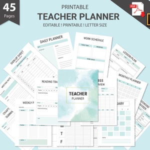 Editable Teacher Planner, Printable Teacher Planner,Gifts for Teacher,Teacher Organization,Academic Planner,Lesson Planner