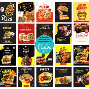 Food Instagram Posts|Foodie Blogger Canva Template|Social Media Marketing|Instagram Posts and Stories.