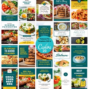 Pinterest Templates Canva - Food Blogger Templates  - Pinterest Pin Templates - Editable Pinterest Pins - Blogger Templates