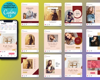 Modelli di post Instagram di moda Canva Edit/Modelli Instagram per aziende di abbigliamento, modelli di social media di moda