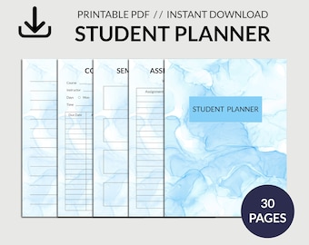 Studentenplaner, Studienplaner bedruckbar, Akademischer Planer, Bearbeitbarer Planer, Studienplaner, College-Schulplaner, Sofortiger Download