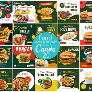 Foodie Instagram Posts| Social Media Post Template |Foodie Blogger Canva Template|Cafe Restaurant Posts | Instant Download