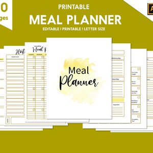 Meal Planner Bundle, Food Journal, Menu Plan & Prep,, Fitness Diet Wellness, Meal Planner Printable, Meal Tracker