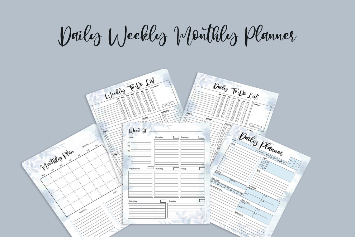 Daily, Weekly, Monthly Planner, Printable Planner, Half Hour Weekly ...