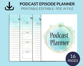 Planificador de podcasts, Planificador de episodios de podcasts, Planificación de contenido de podcasts, Rastreador de podcasts, Lista de verificación de podcasts, Plantilla de podcasts