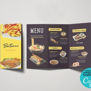 Food Trifold Brochure, Restaurant Brochure Design, Modern Food Shop Brochure food Business TamptatePrintable and editable with Canva image 1