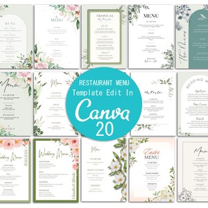 Editable Menu, Restaurant Menu Template, Wedding Menu, a4 Size Menu, Café Menu, Food Menu, Instant Download