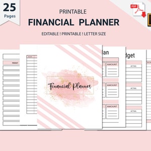 Planificador de finanzas imprimible, plantillas de planificador de presupuesto, paquete de finanzas, objetivo financiero, plan de presupuesto, presupuesto mensual, seguimiento de facturas, seguimiento de gastos