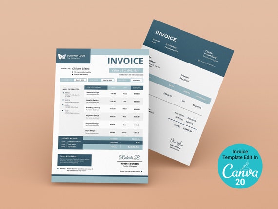 Invoice Editable Template Printable Invoice Small Business - Etsy