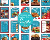 Food Menu Template,Restaurant Menu, Canva Editable Menu, Digital Restaurant Menu Flyer Template,Instant download