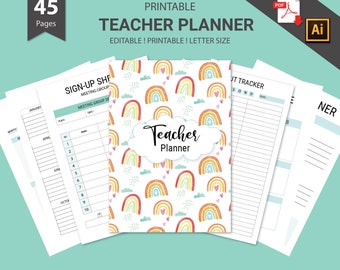 Lehrerplaner bedruckbar, Unterrichtsplaner, Lehrertagebuch, Akademische Planer, Lehrer Agenda, Geschenk für Lehrer, Lehrermappe, Homeschool Planer