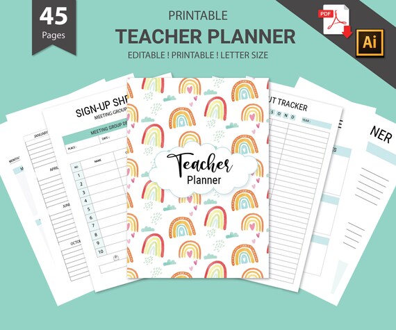 Teacher planner Printable,Lesson planner,Teacher Journal,Academic Planner,Teacher Agenda,Gift For Teacher,Teacher Binder,Homeschool Planner