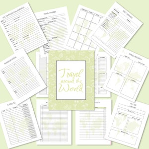 Travel Planner Printable  |Travel Diary |Vacation Planner | Trip Itinerary | Travel Journal | Instant Download