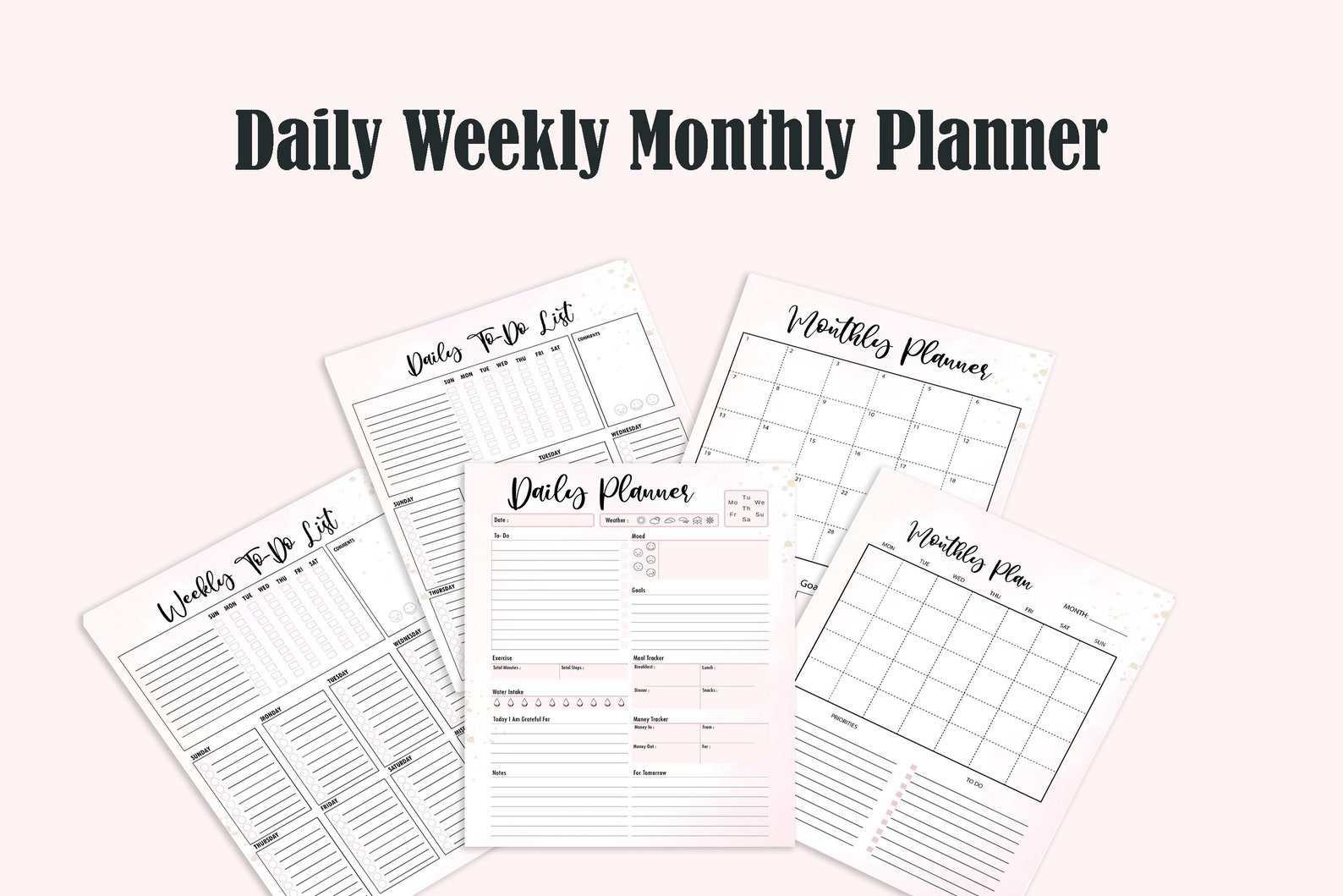 Daily Weekly Monthly Planner,printable Planner,monthly Overview ...