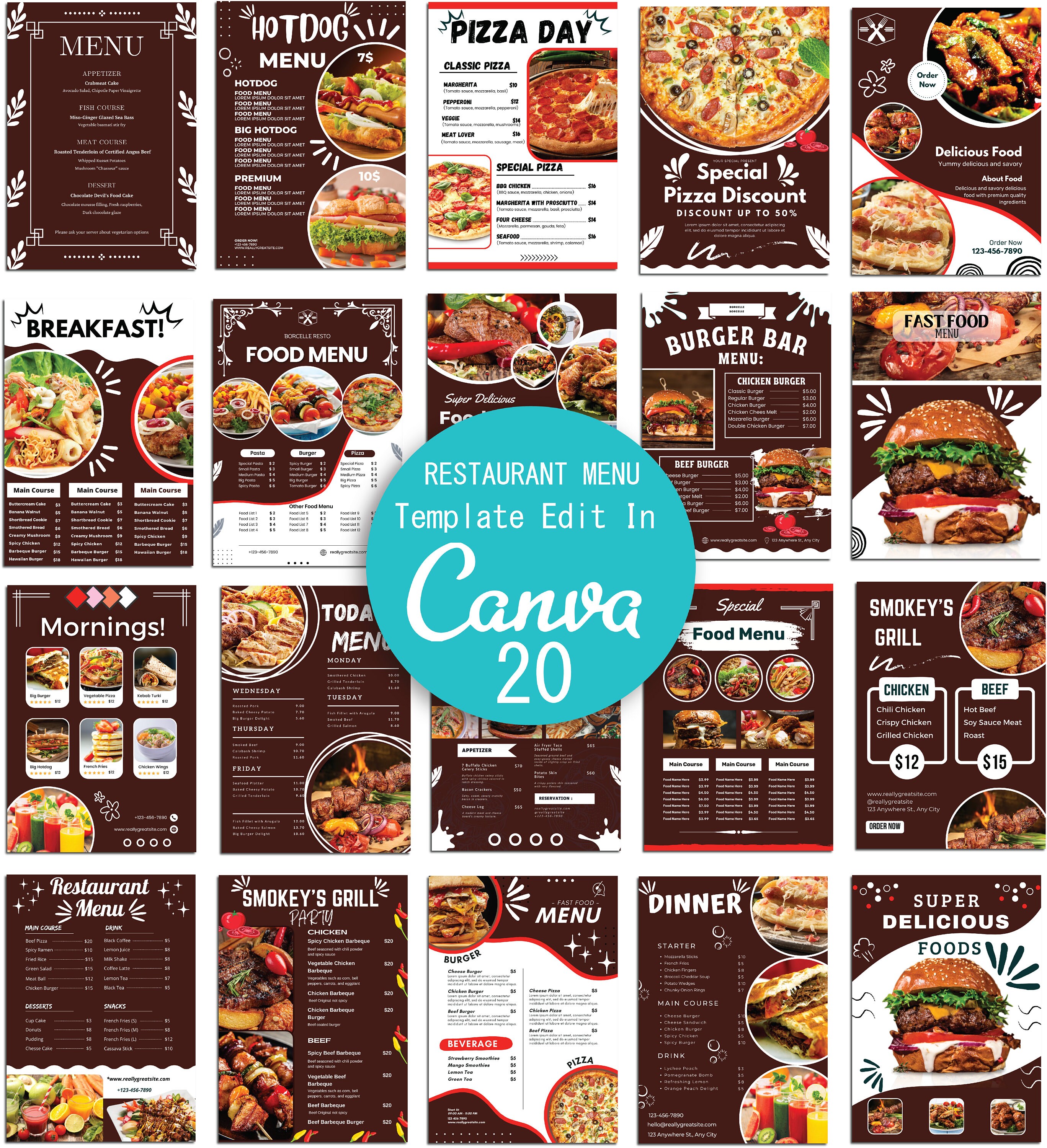 Editable Menu Template,cafe Menu,trendy Menu, Canva Editable Menu, Menu ...