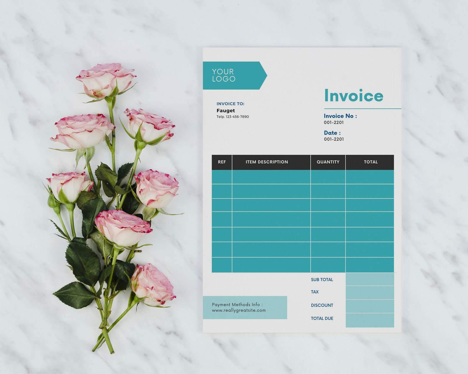 Printable Invoice Small Business Modern Client Invoice Etsy
