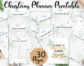 Afdrukbare kerstplanner, kerstorganisator, kerstbinder, kerstmenu, kerstto-do, cadeaubudget, cadeauplanner